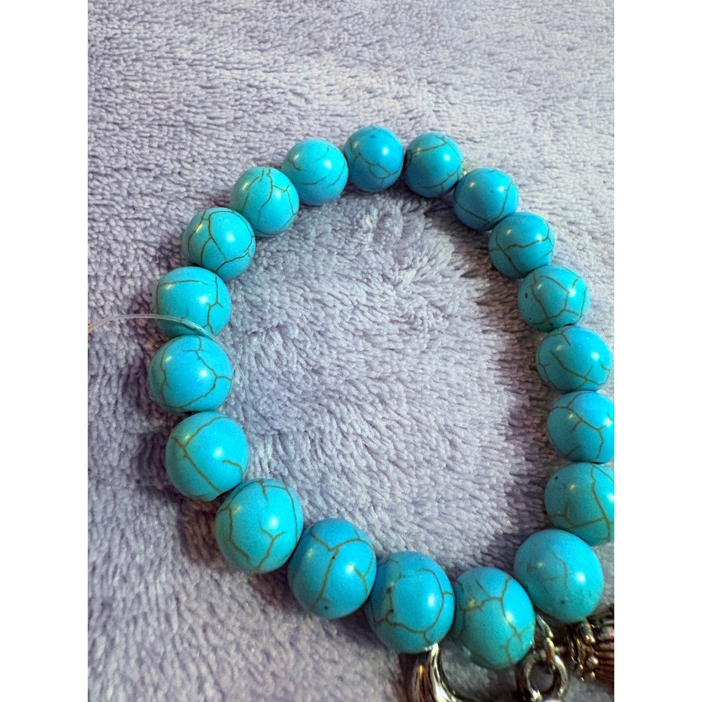 Jewelry set Turquoise western bracelet crescent moon necklace two stud earrings - Picture 5 of 16